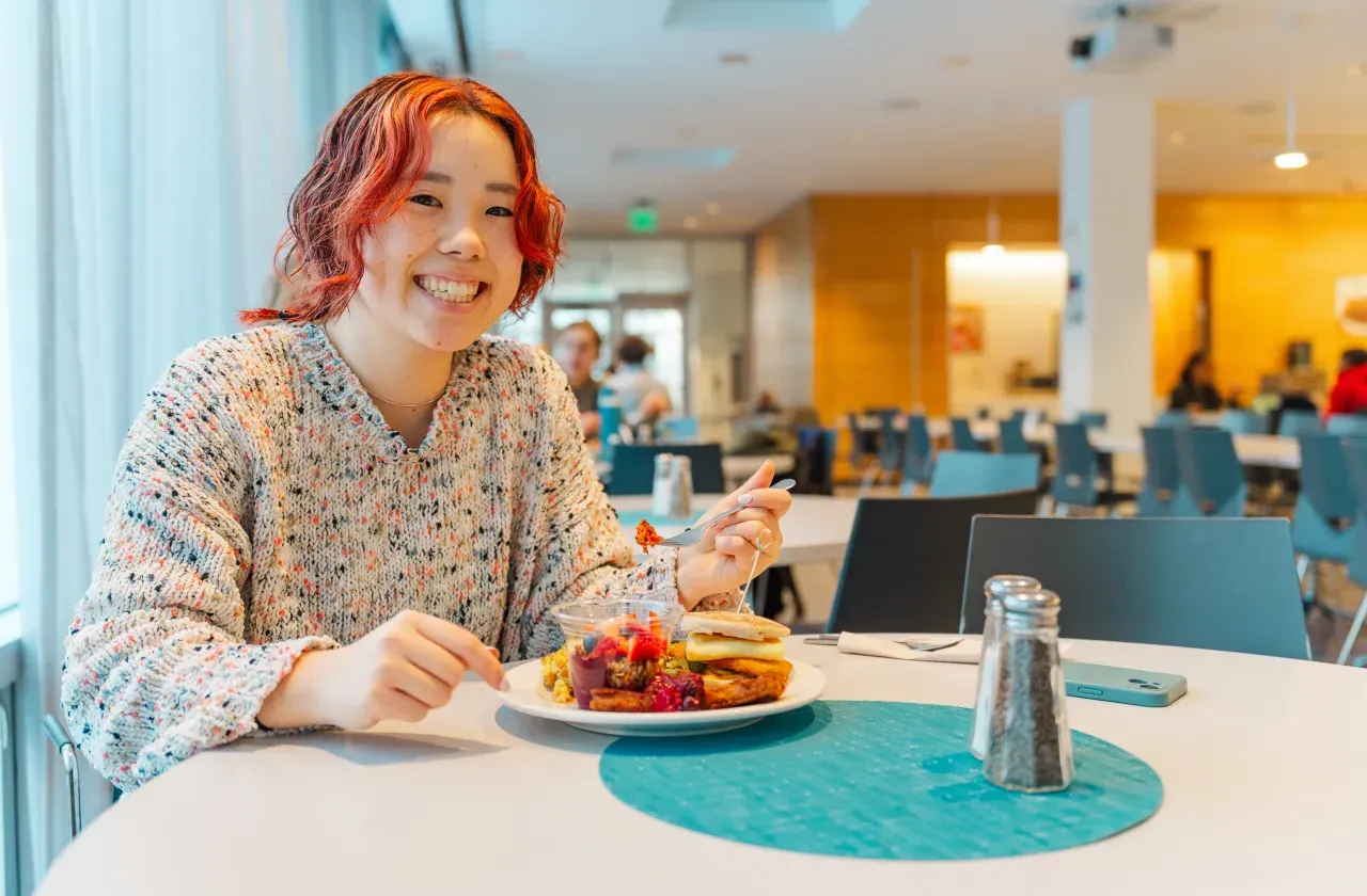 Joan Kobayashi ’26 tries plant-based breakfast foods in Cutter-Ziskind