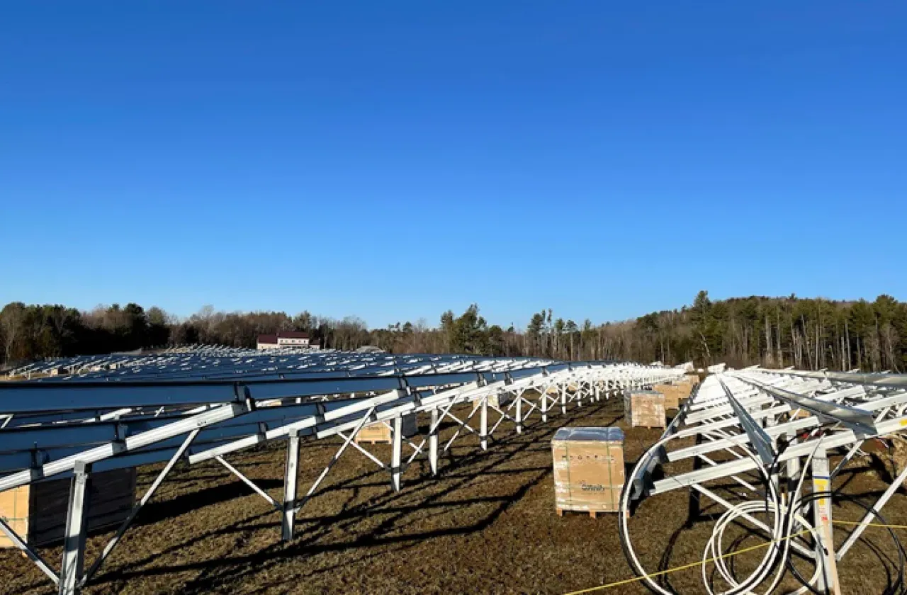 Farmington solar power array under construction.